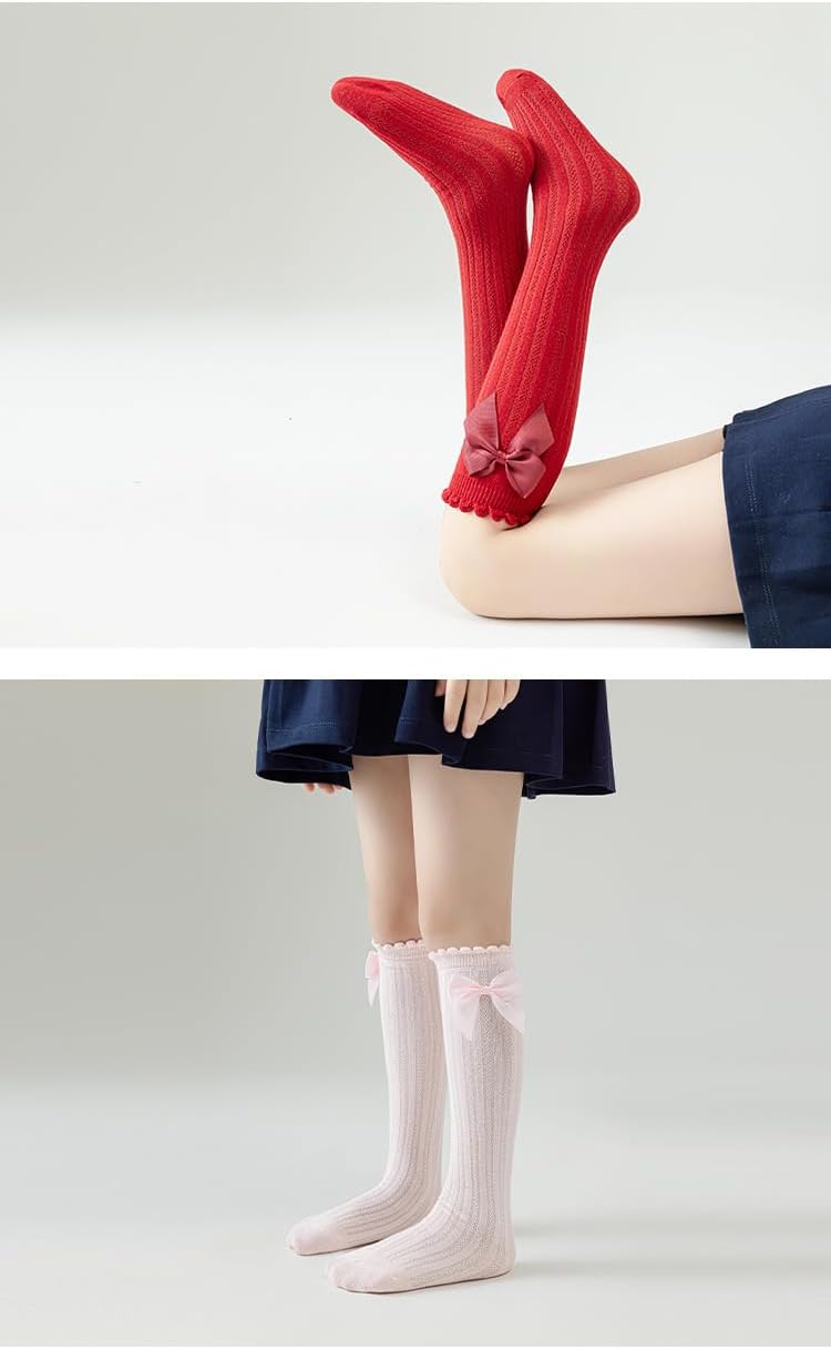Toptim Kid Girls Knee High Stockings or Over Calf Socks Cotton Princess Tube Dress Socks - Image 3